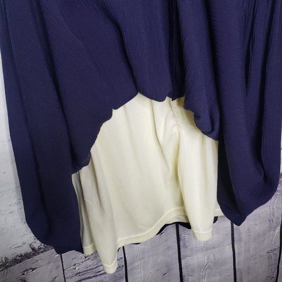 Mini Sun Dress Lace Navy White Floral Embroidered Wedding Guest Loposh Women's - Picture 11 of 12